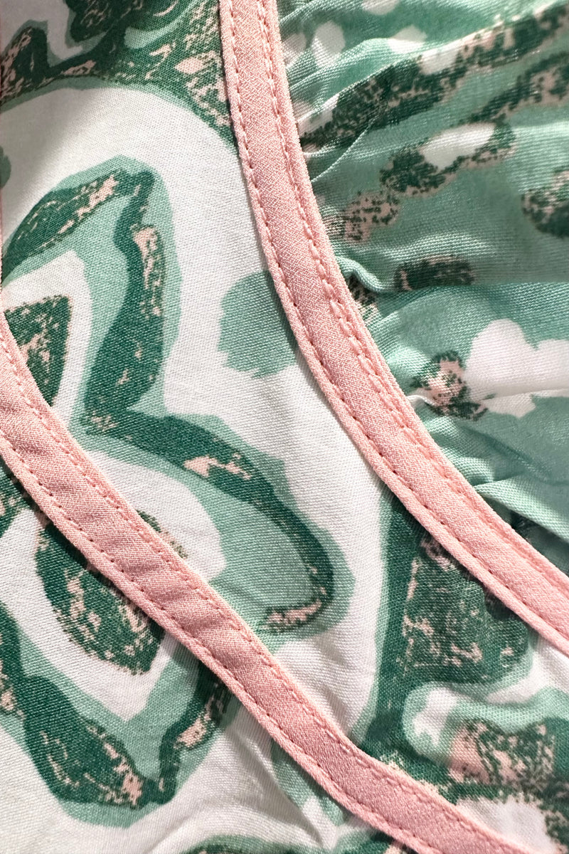 Green Medallion Flutter Sleeve Mini Dress