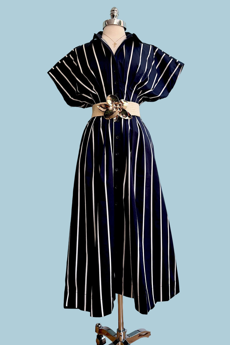 Navy Striped Button Front Midi Dress – Modern Millie Navy Striped Button Front Midi Dress – Modern Millie