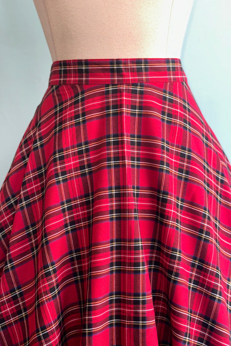 Red Plaid Irvine Circle Skirt by Hell Bunny