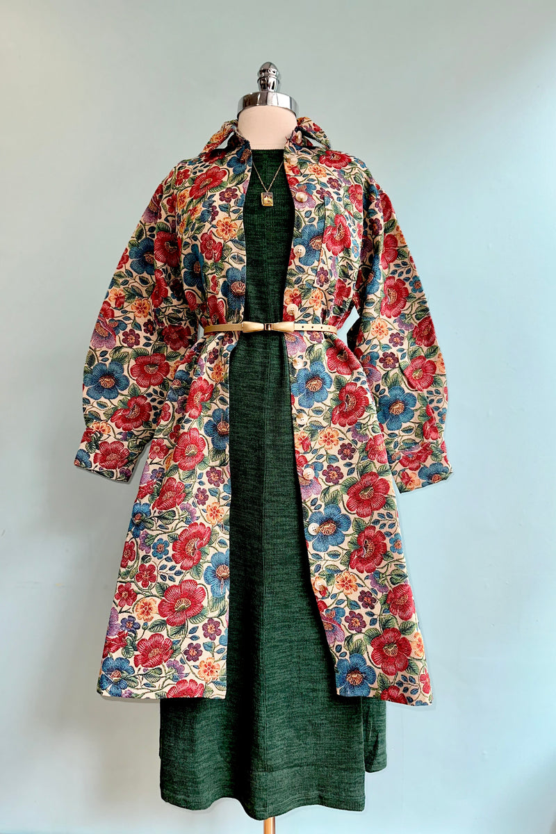 Tapestry Floral Button Front Jacket