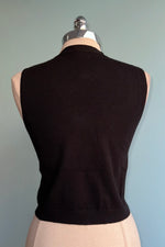 Black Knit Tie Neck Sweater Vest by Tulip B.