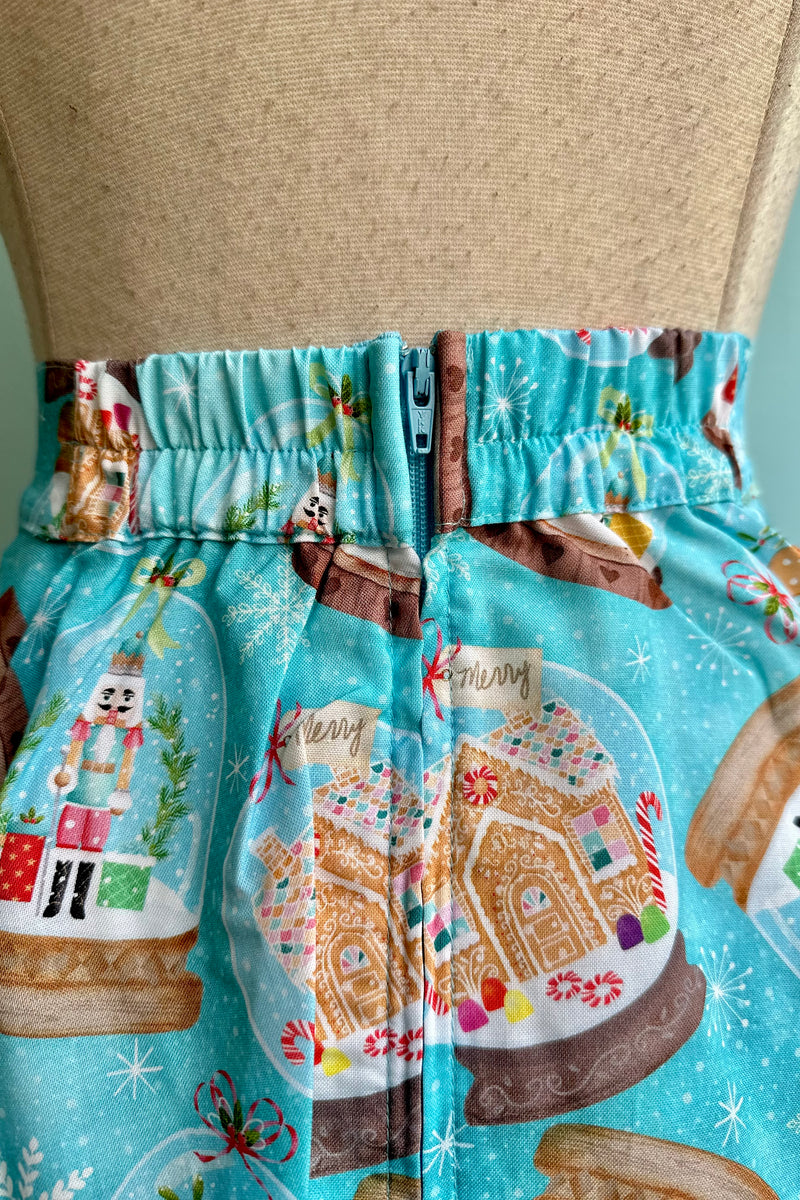 Gingerbread Snow Globes Skater Skirt by Retrolicious