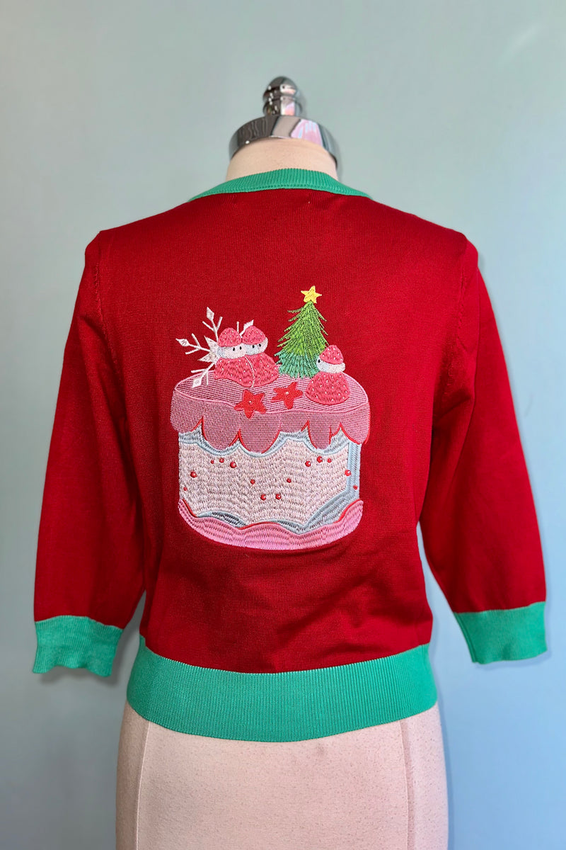 Holiday Cake Embroidered Leslie Cardigan by Miss Lulo