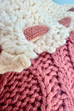 Contrast Crochet Collar Cardigan in Terracotta