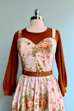 Rust and Olive Floral Bryson Midi Dress by Timeless London