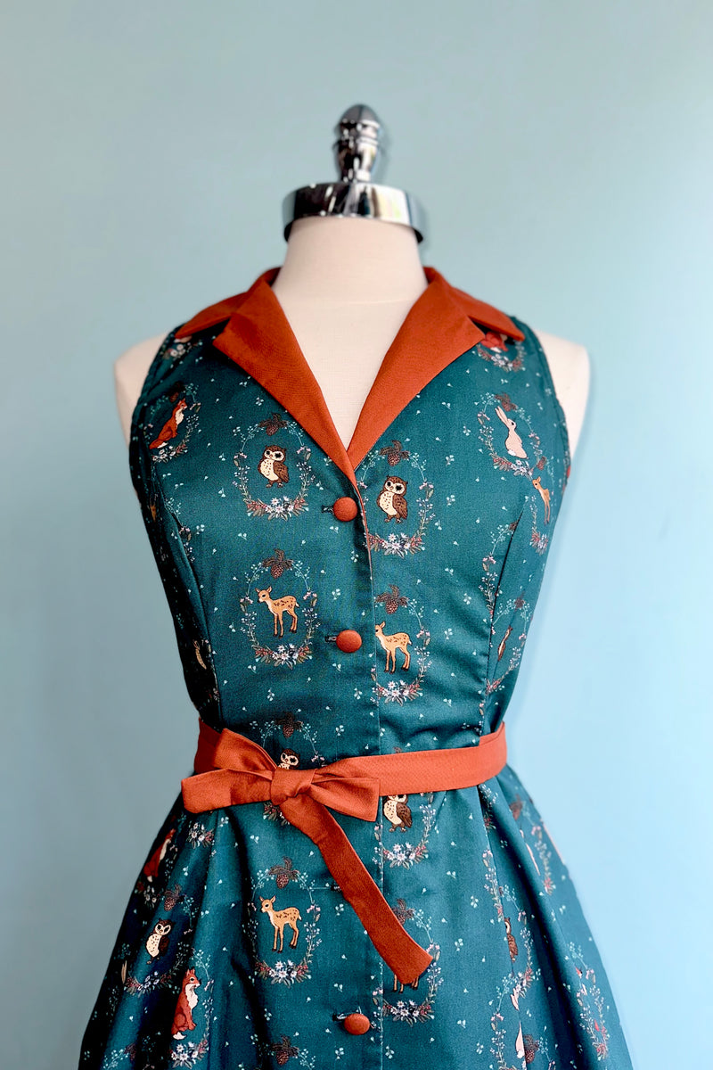 Forest Portrait Betty Lou Dress in Teal by Heart of Haute
