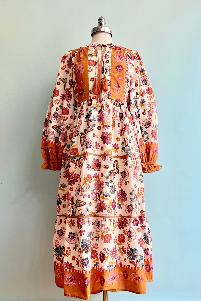Floral Border Print Midi Dress