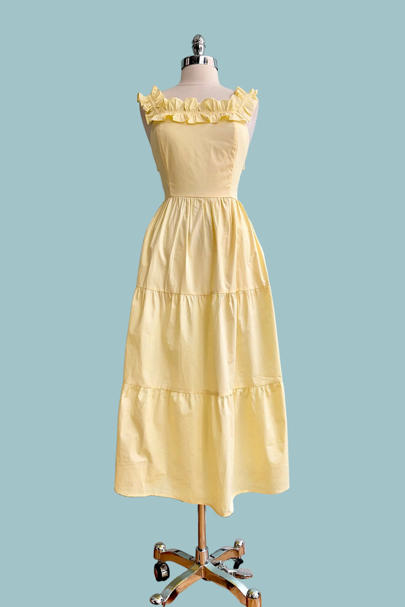 light yellow midi dress with sleeves Ruffle Sleeve Medium Women soft pleated dresses Color:Orchid Mist _okendo:syndication_key:CL135874002 15 Casual resort attire