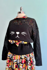 Black Cat Open Weave Pullover Sweater