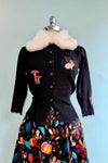 Woodland Faux Fur Collar Cardigan in Black by Banned