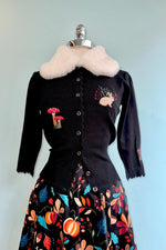 Woodland Faux Fur Collar Cardigan in Black by Banned