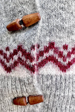 Fair Isle Toggle Button Cardigan Sweater