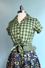 Green Plaid Ellie Tie Top by Heart of Haute