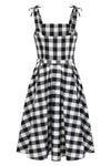 Black and White June Gingham Tie-Shoulder Sundress by Banned