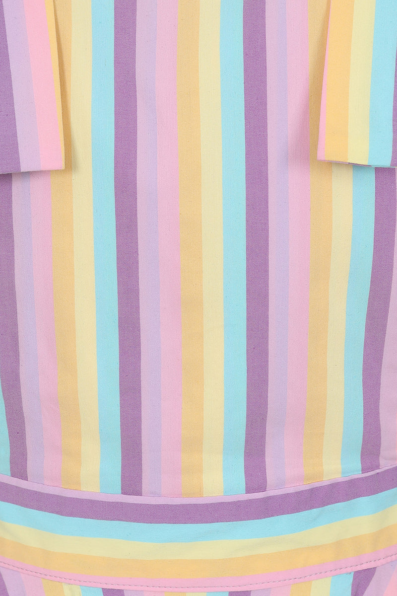 Hikari Rainbow Stripe Pinafore Mini Dress by Banned