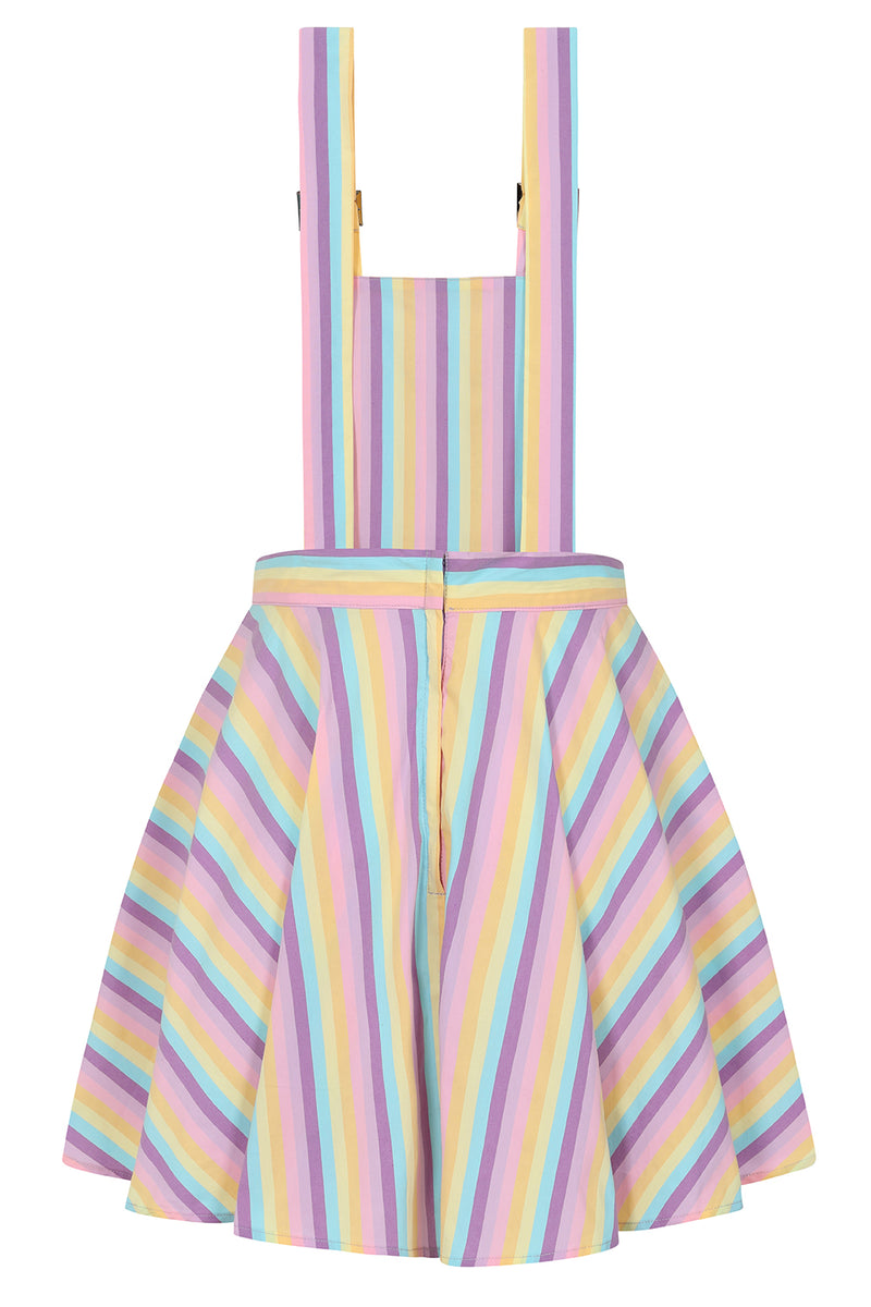 Hikari Rainbow Stripe Pinafore Mini Dress by Banned