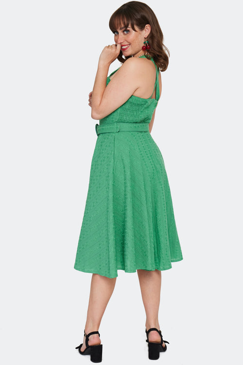 Green Eyelet Smocked Dress by Voodoo Vixen