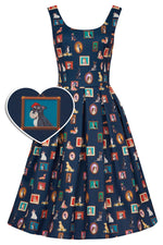 Puppy Portrait Amanda Dress in Navy by Dolly & Dotty