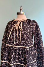 Black Floral Long Sleeve Mini Dress