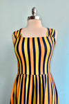 Navy and Chartreuse Stripe Opal Dress by Mata Traders