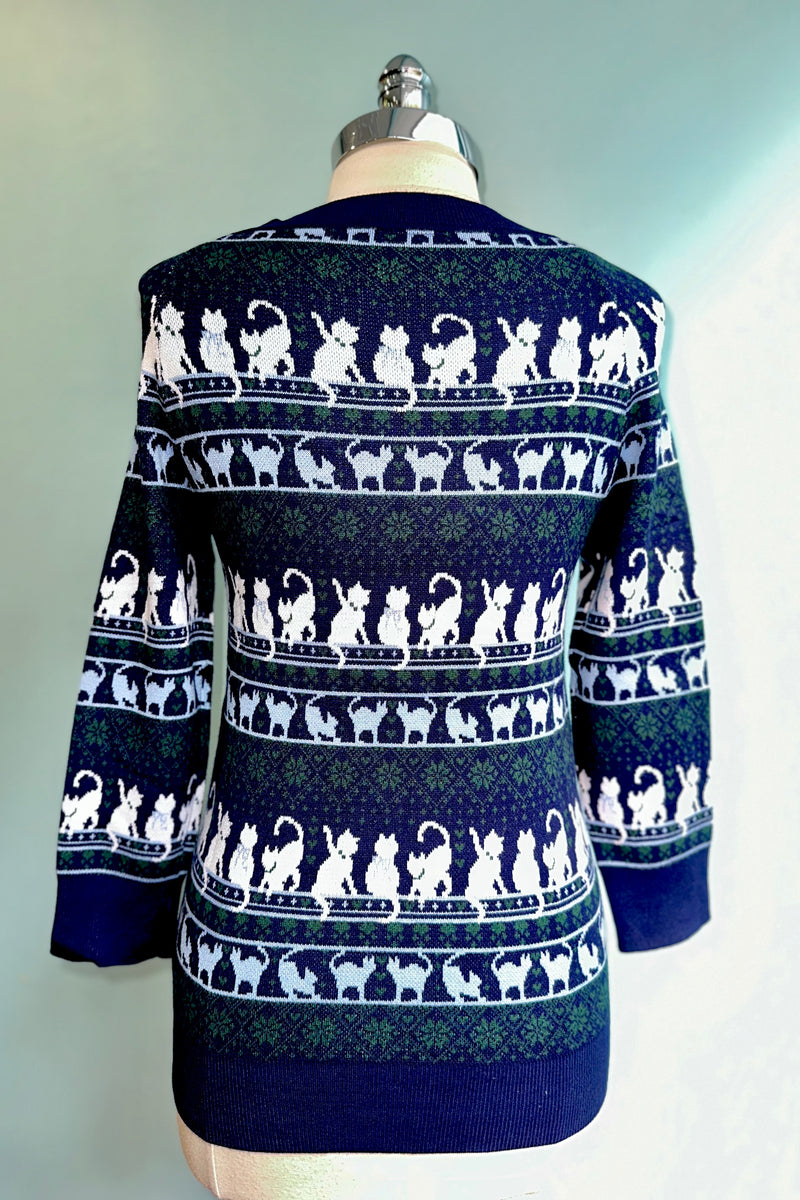 Navy Kitty Fair Isle Sweater