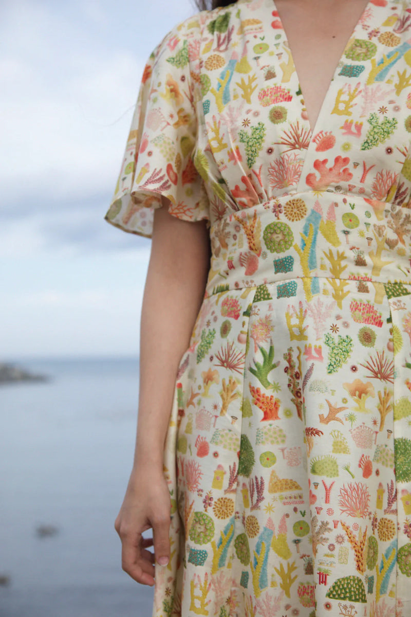 Cream Coral Reef Rita Dress by Palava X Natural History Museum
