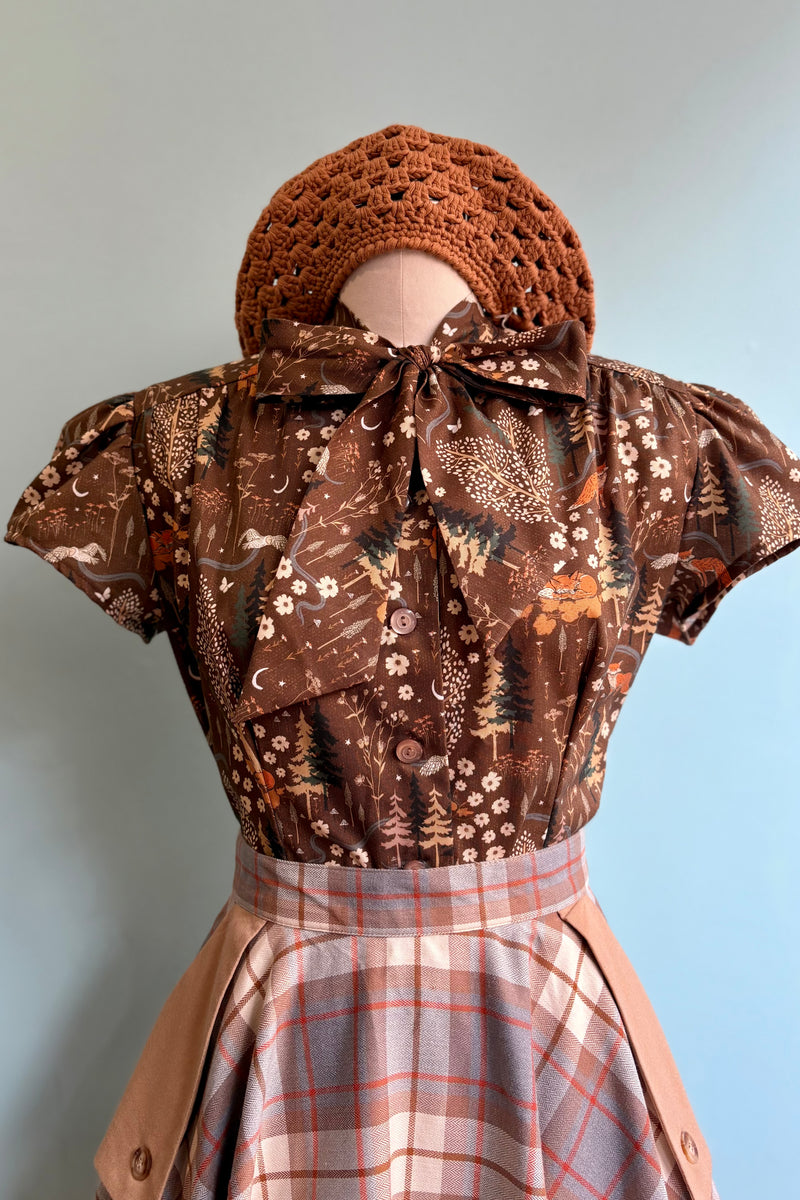 Brown Fox Estelle Tie-Neck Blouse by Heart of Haute