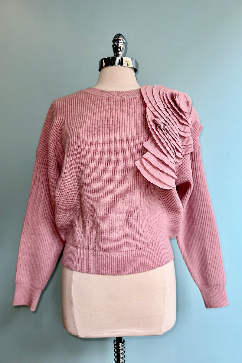 Pink Rosette Sweater by Molly Bracken