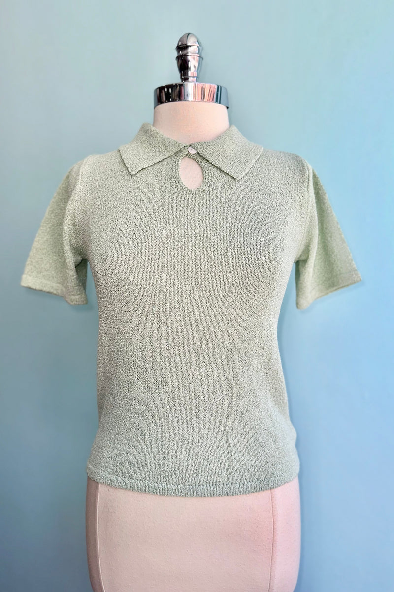 Mint Green Short Sleeve Polo Sweater by Compania Fantastica