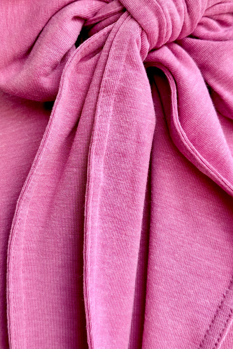 Pink Long Sleeve Tie Neck Jersey Top by Compania Fantastica