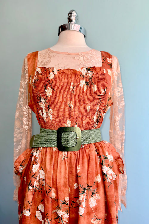 Orange Daisy Smocked Wide Leg Jumpsuit