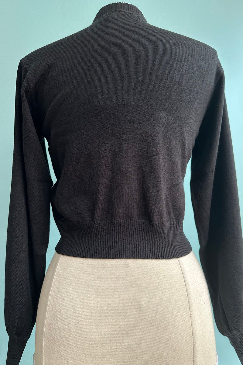 Black Balloon Sleeve Cropped Sweater by Banned