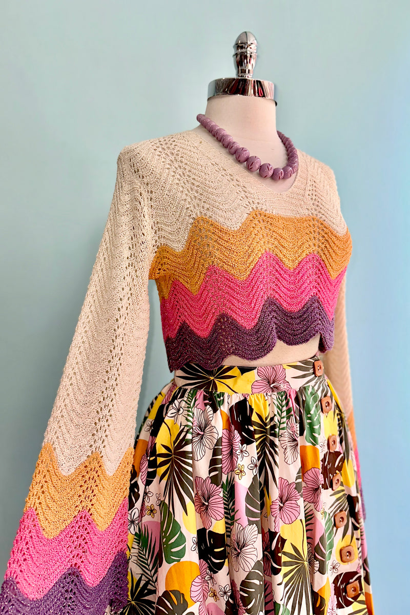 Cropped Multicolor and Lurex Sweater by Molly Bracken