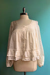 Ruffle Hem Peasant Blouse in Ecru