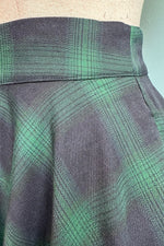 Green and Navy Plaid Circle Skirt by Banned