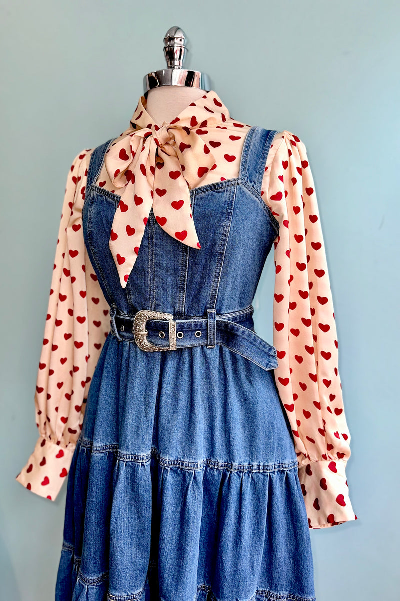 blue and white denim dress Women's Denim Midi Dress | Avara