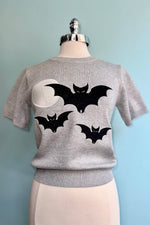 Bettie Bats Short Sleeve Grey Sweater by Astro Betty