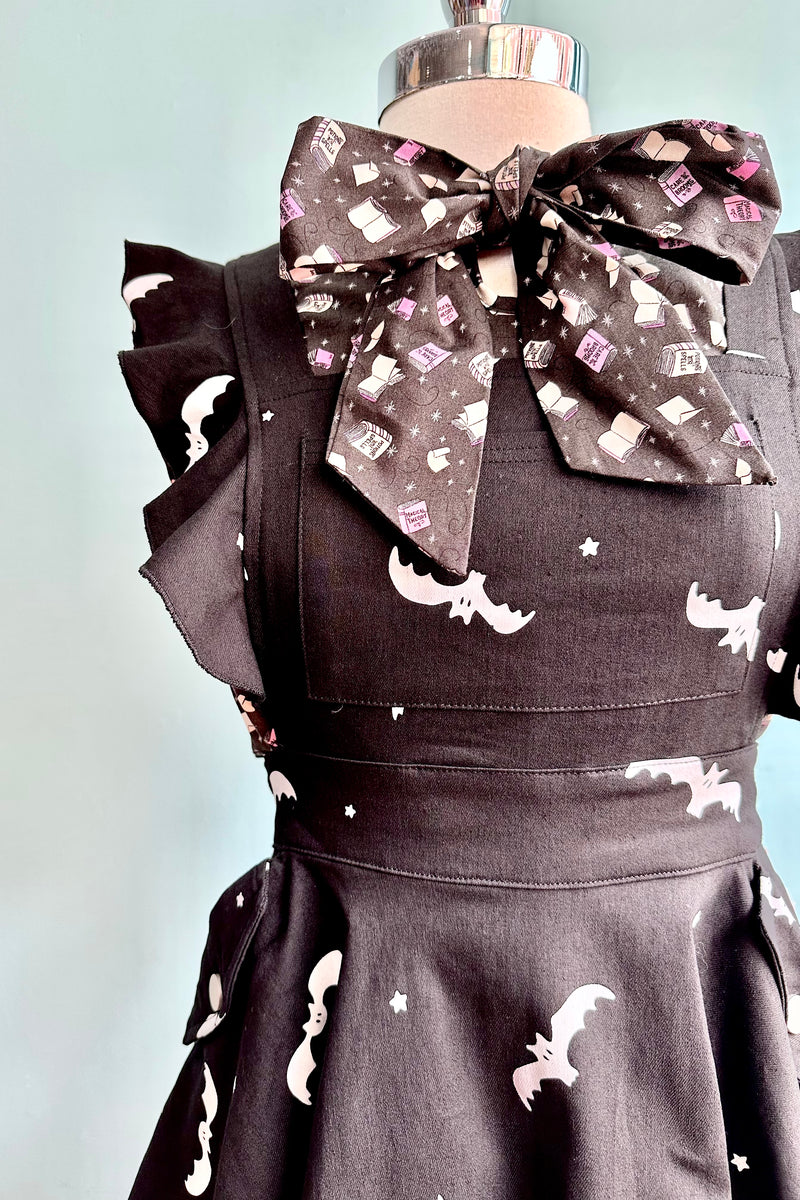 Black Bat Ruffle Strap Pinafore Dress