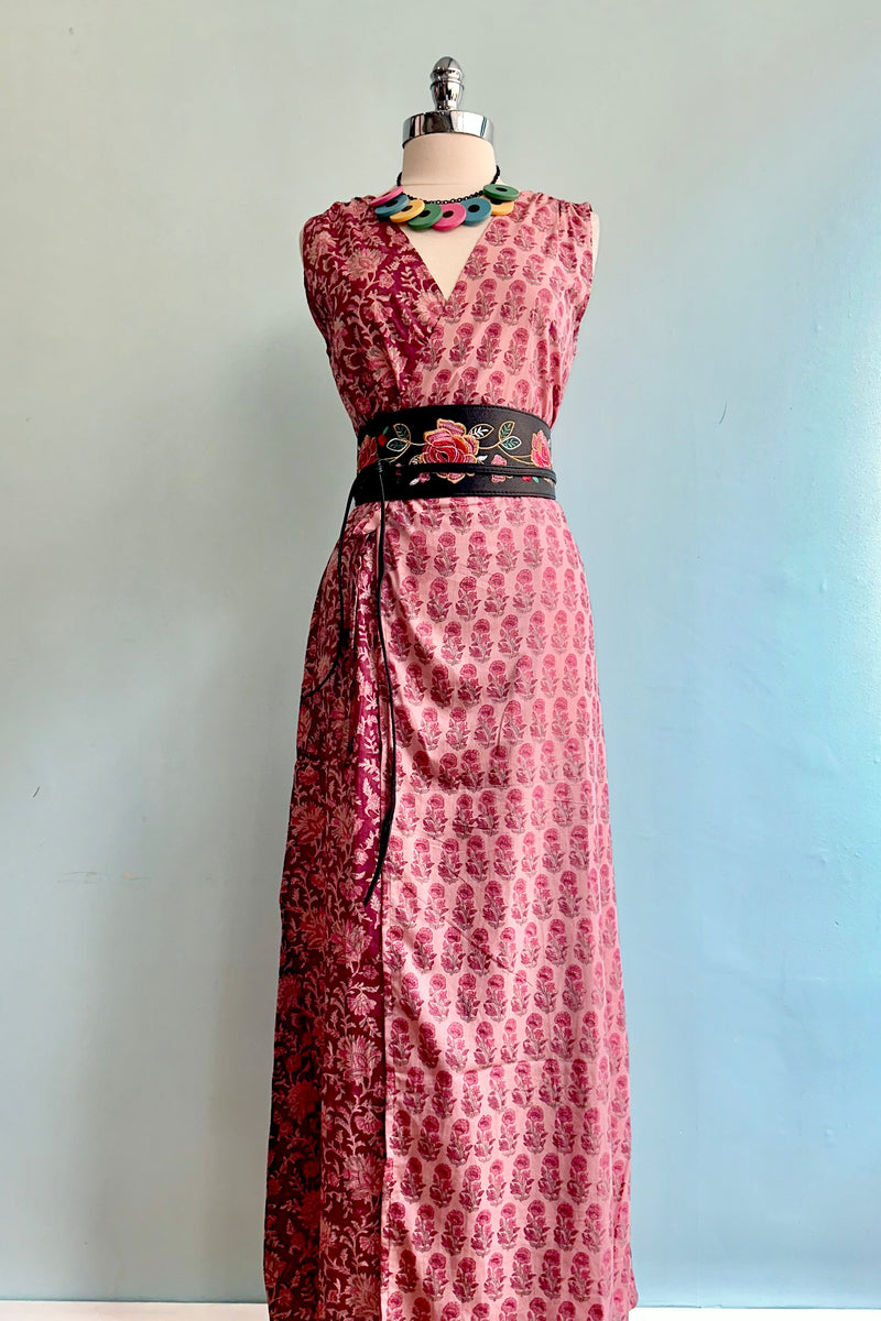 Magenta Vine Floral Bekka Maxi Wrap Dress by Mata Traders