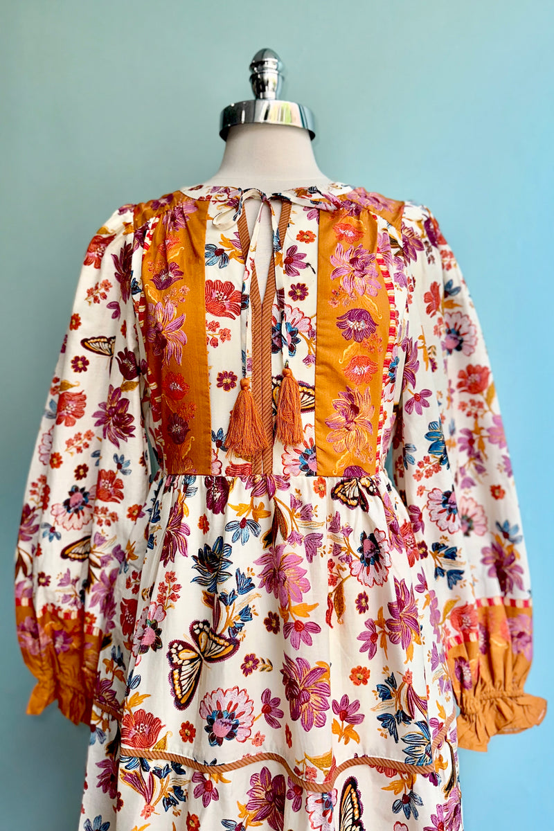 Floral Border Print Midi Dress