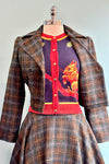Brown and Navy Plaid Cropped Wool Jacket by Timeless London
