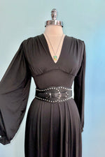 Solid Black Raquel Maxi Dress with Bishop Sleeves by Wax Poetic