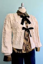 Ivory Bow Front Cable Knit Cardigan