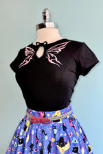 Butterfly Short Sleeve Kocho Knit Crop Top by Hell Bunny