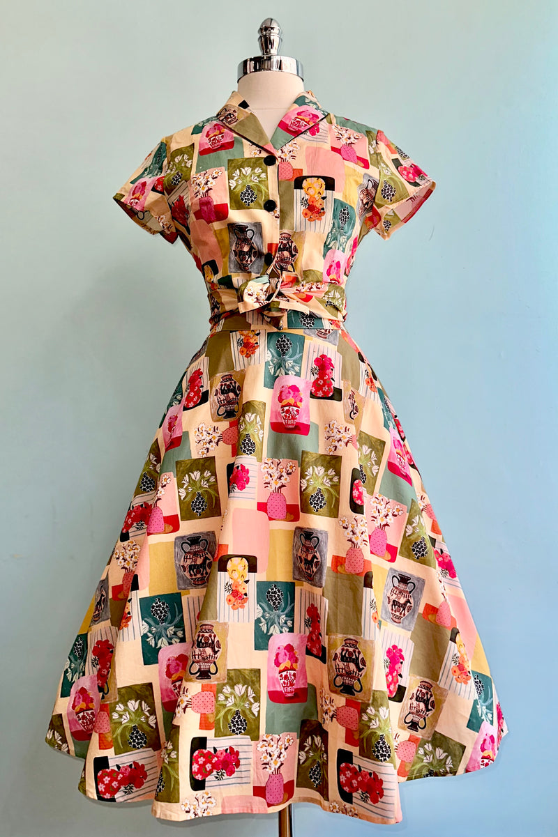 Colorful Vases Button Down Top by Tulip B.