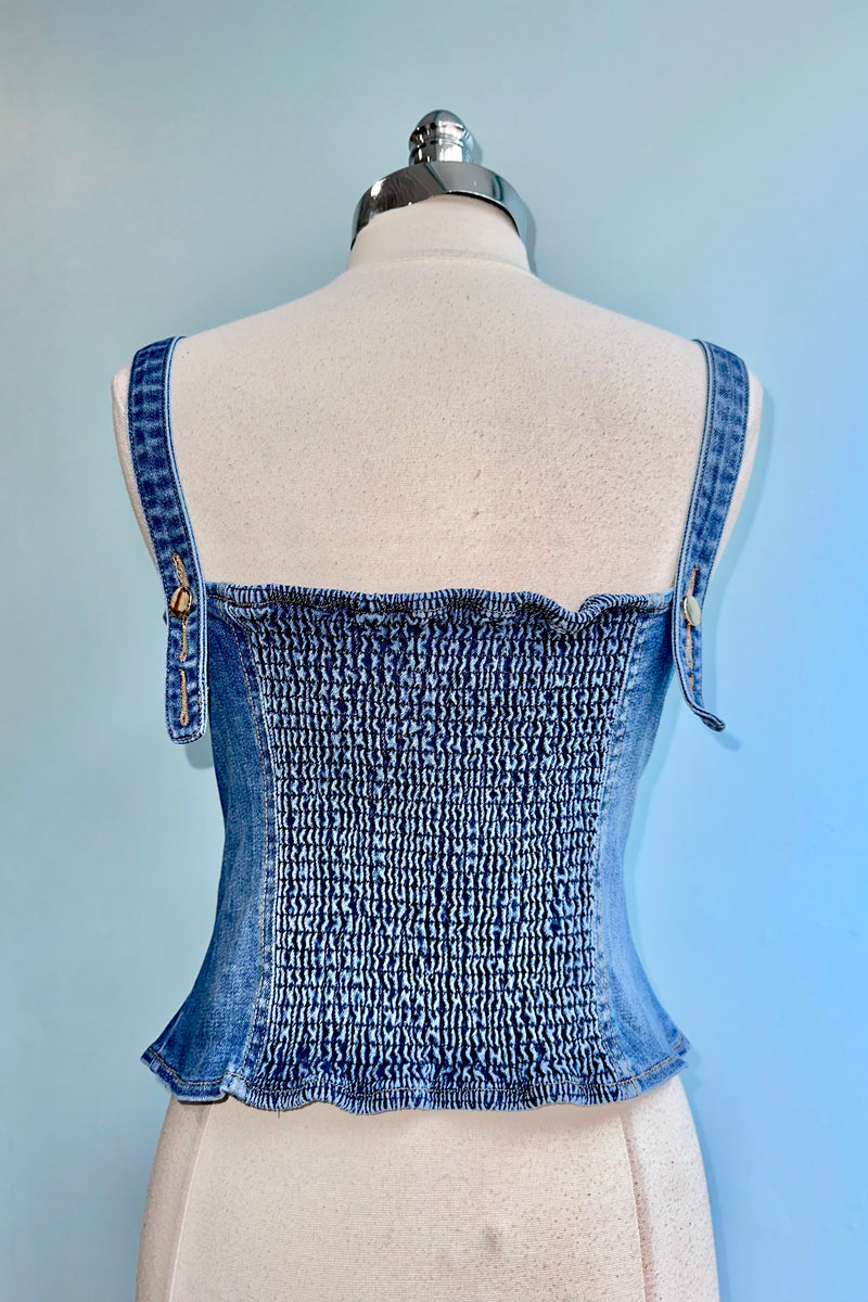Denim Button Front Tank Vest