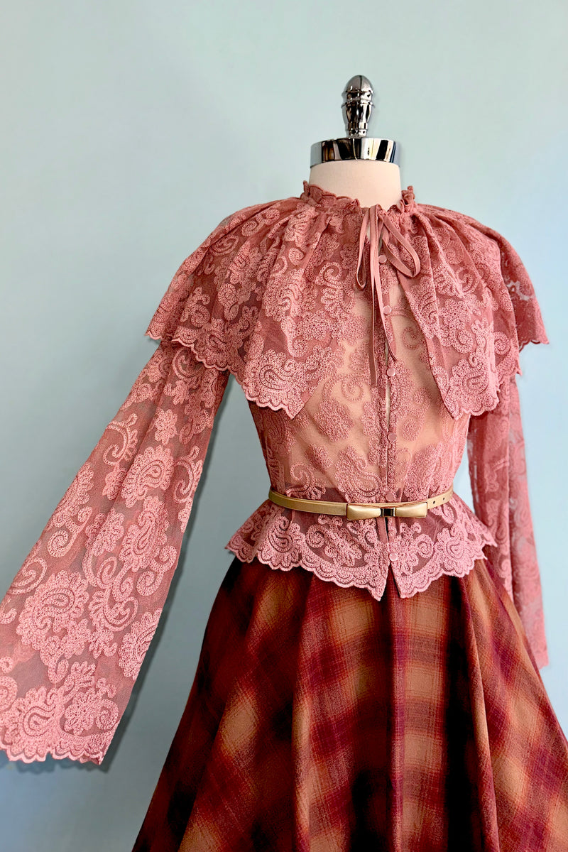 Lace and Embroidered Top in Blush