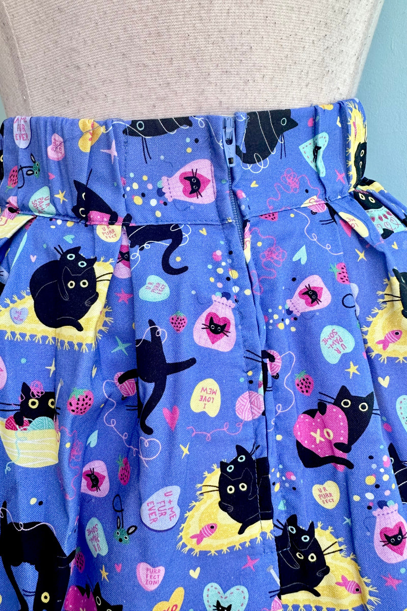 Purple Conversation Hearts and Black Cats Doris Skirt by Retrolicious