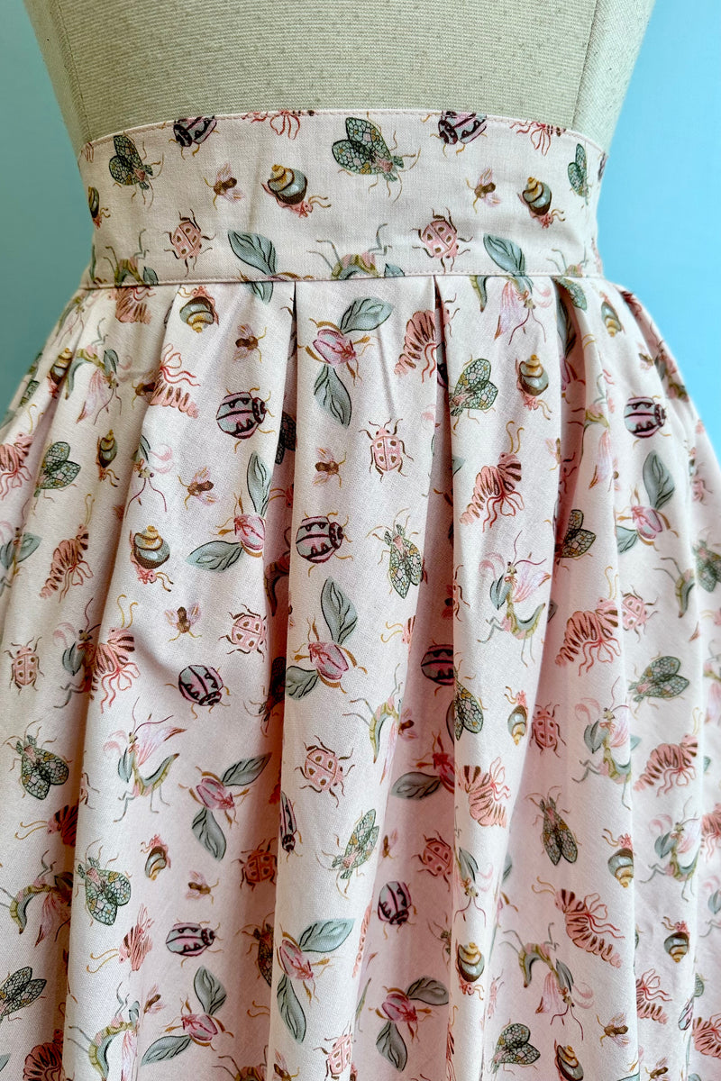 Praying Mantis and Friends Pink Doris Skirt by Retrolicious