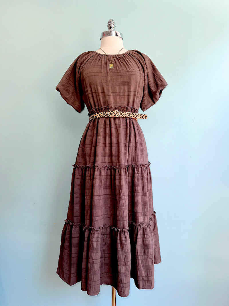 Serena Midi Dress in Mushroom – Modern Millie